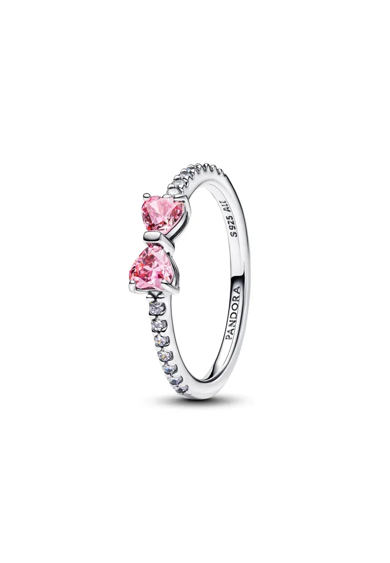 PANDORA SPARKLING PINK BOW RING