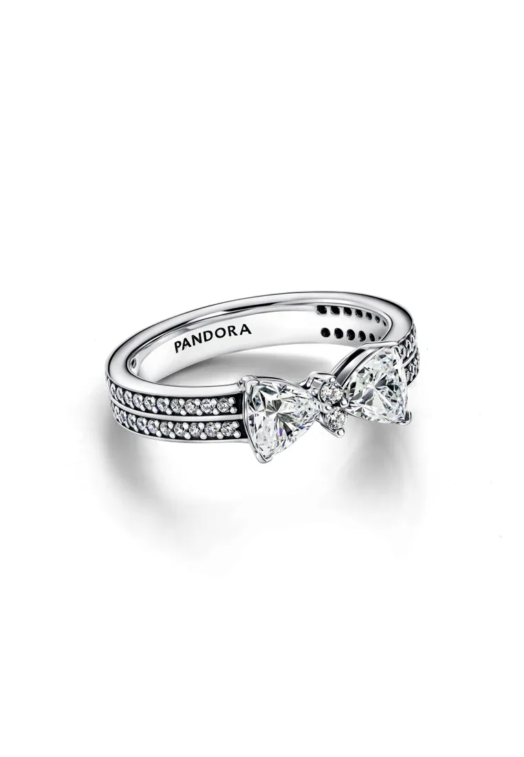 PANDORA SPARKLING BOW DOUBLE-ROW RING