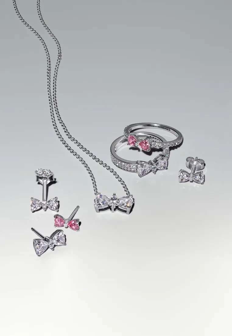 PANDORA SPARKLING BOW DOUBLE-ROW RING