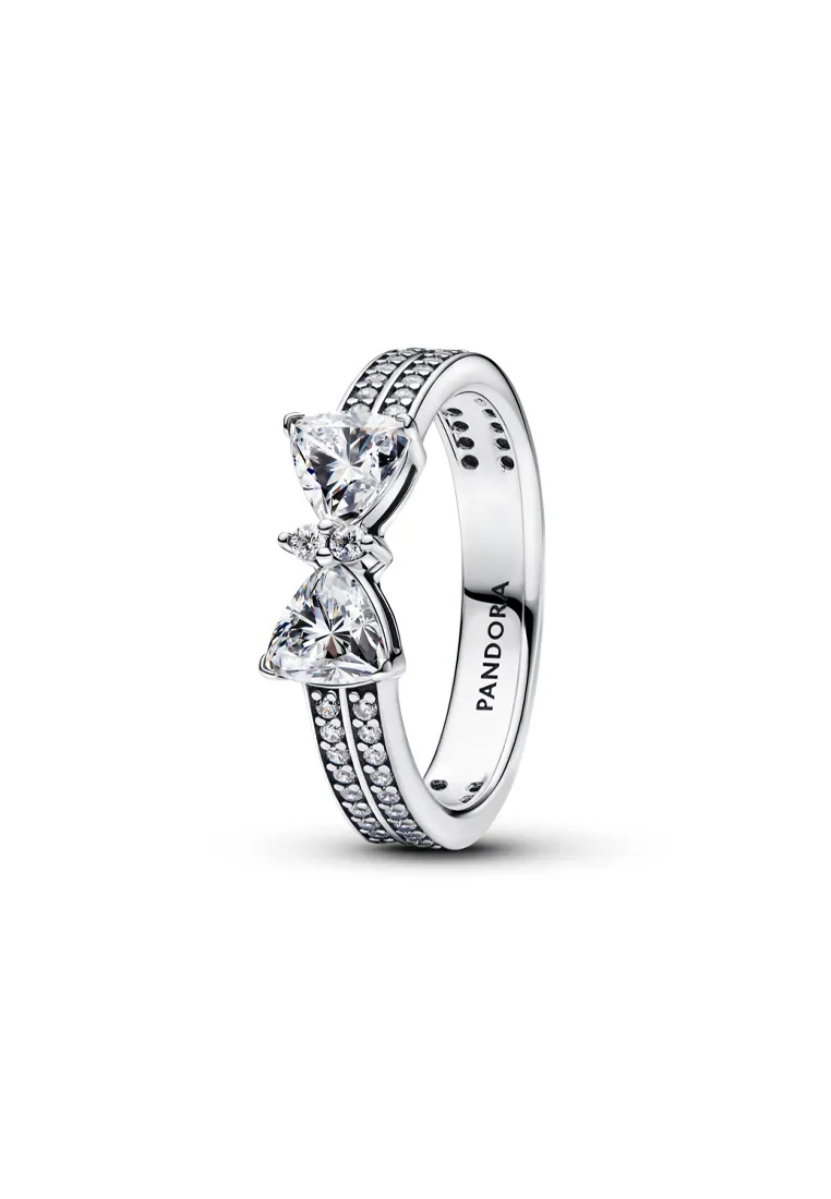 PANDORA SPARKLING BOW DOUBLE-ROW RING