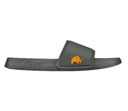 FIPPER SLIP ON NON-RUBBER FOR UNISEX IN GREY (DARK) / GREY (DARK) / MUSTARD