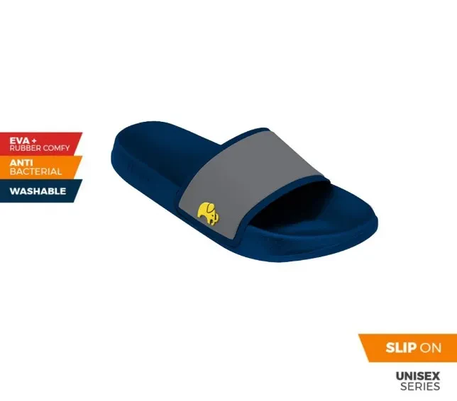 FIPPER SLIP ON NON-RUBBER FOR MEN IN BLUE (MIDNIGHT) / GREY (DARK) / YELLOW