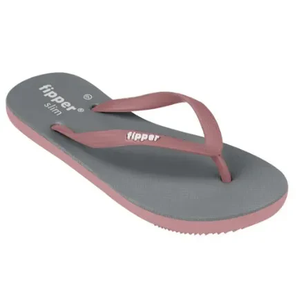 FIPPER SLIM RUBBER SLIPPER FOR WOMEN IN GREY (LIGHT) / BROWN (THATCH)