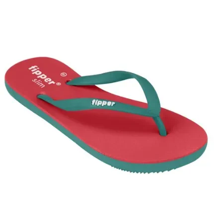 FIPPER SLIM RUBBER SLIPPER FOR WOMEN IN RED (VALEN) / GREEN (STONE)
