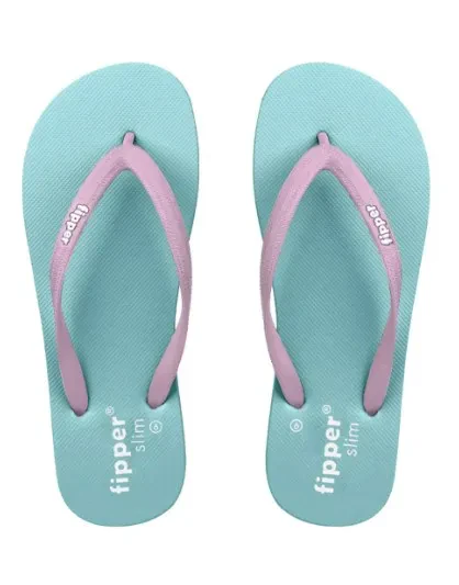 FIPPER SLIM RUBBER SLIPPER FOR WOMEN IN MINT / PINK (LIGHT)
