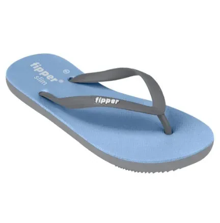 FIPPER SLIM RUBBER SLIPPER FOR WOMEN IN BLUE (ECHO) / GREY (LIGHT)