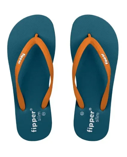 FIPPER SLIM RUBBER SLIPPER FOR WOMEN IN BLUE (SNORKEL) / ORANGE