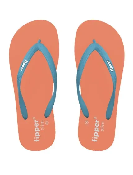 FIPPER SLIM RUBBER SLIPPER FOR WOMEN IN PEACH / BLUE (SKY)