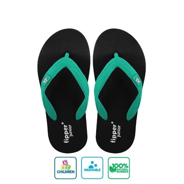 FIPPER SLIPPER JUNIOR RUBBER FOR CHILDREN IN BLACK / RED / TURQUOISE