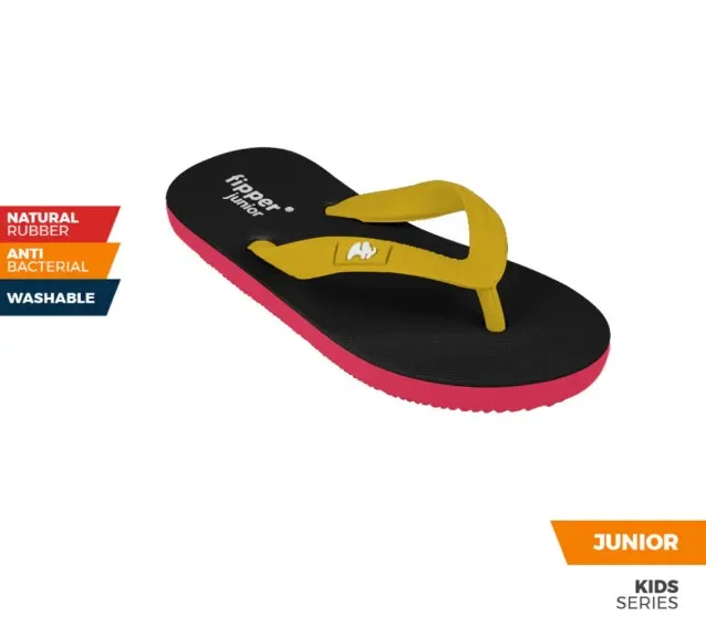 FIPPER SLIPPER JUNIOR RUBBER FOR CHILDREN IN BLACK / PINK (PUNCH) / YELLOW