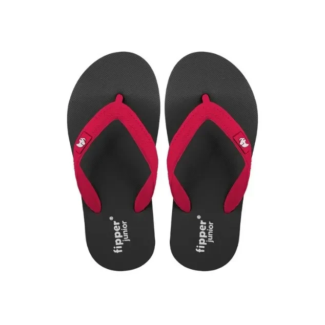 FIPPER SLIPPER JUNIOR RUBBER FOR CHILDREN IN BLACK / GREY (DARK) / RED