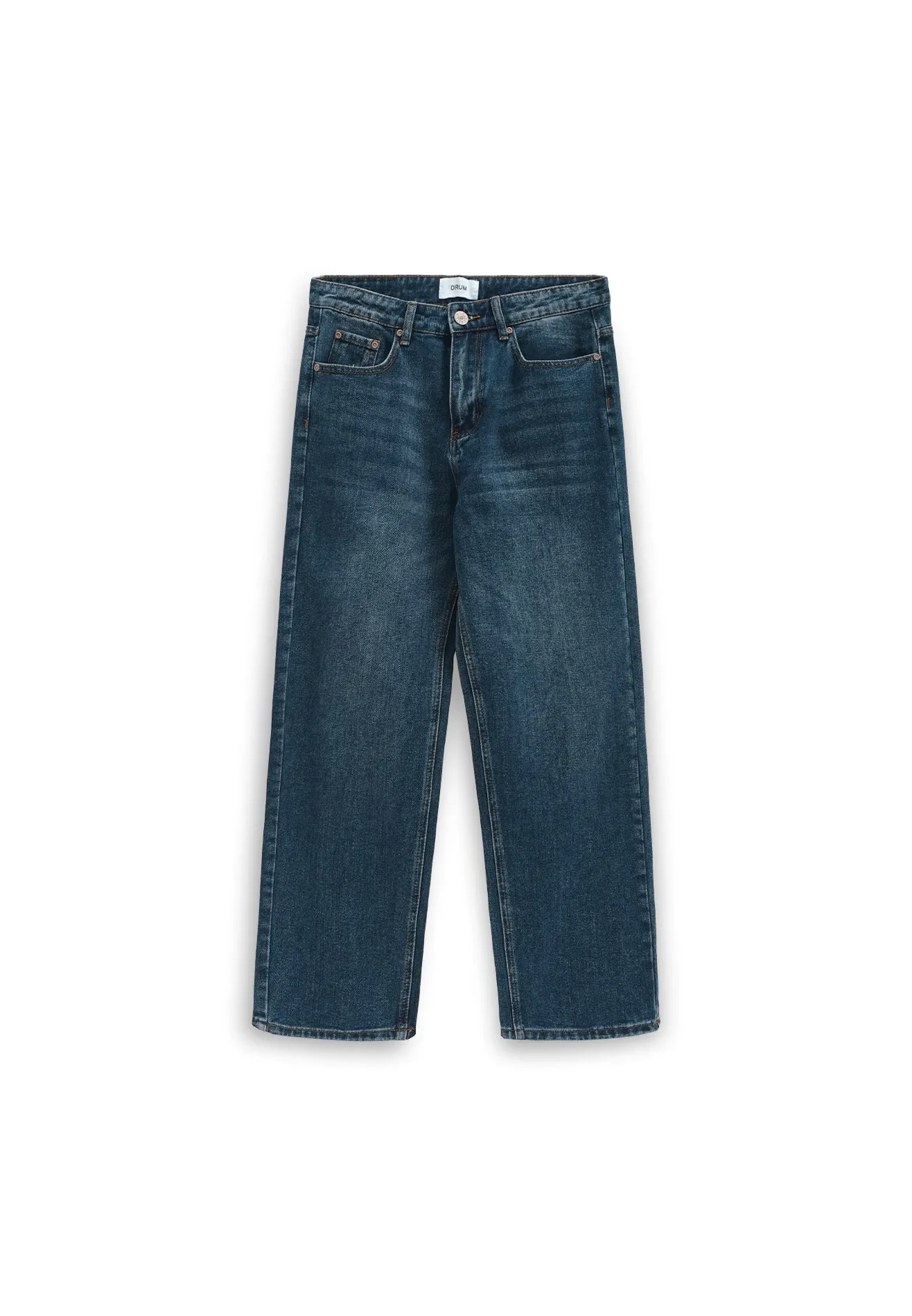 DRUM WASHED DETAILS STRAIGHT CUT JEANS