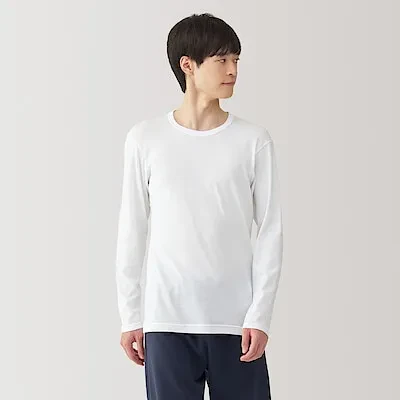 M'S WARM COTTON L/S T-SHIRT - WHITE