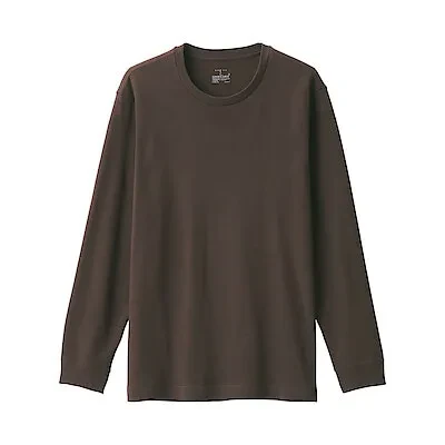 M'S WARM COTTON AND WOOL L/S T-SHIRT - BROWN