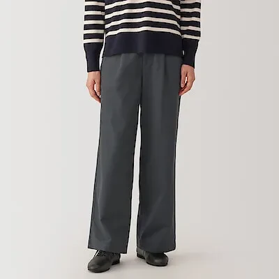 WOMEN'S CHINO TUCKED WIDE PANTS INSEAM LONG - DARK GREY