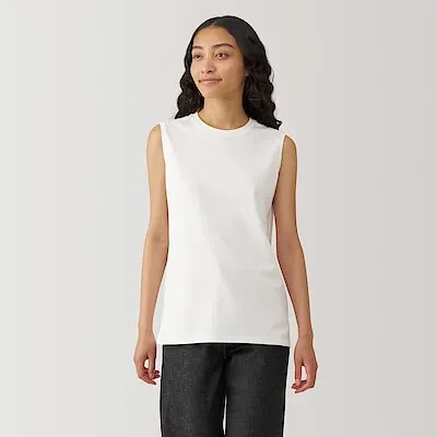 ANTI-SWEAT STAIN SLEEVELESS T-SHIRT - WHITE