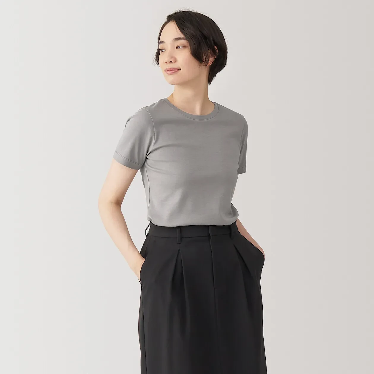 ANTI-SWEAT STAIN CREW NECK S/ST-SHIRT(A) - GREY