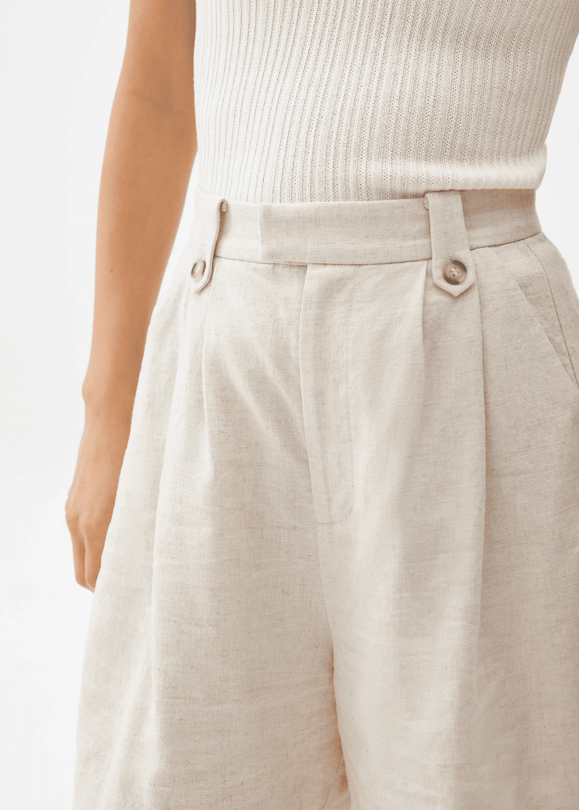 LINEN A-LINE SHORTS - SAND