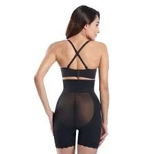 XIXILI FULL COVERAGE HIGH WAIST SEMI SHEER GIRDLE - BLACK