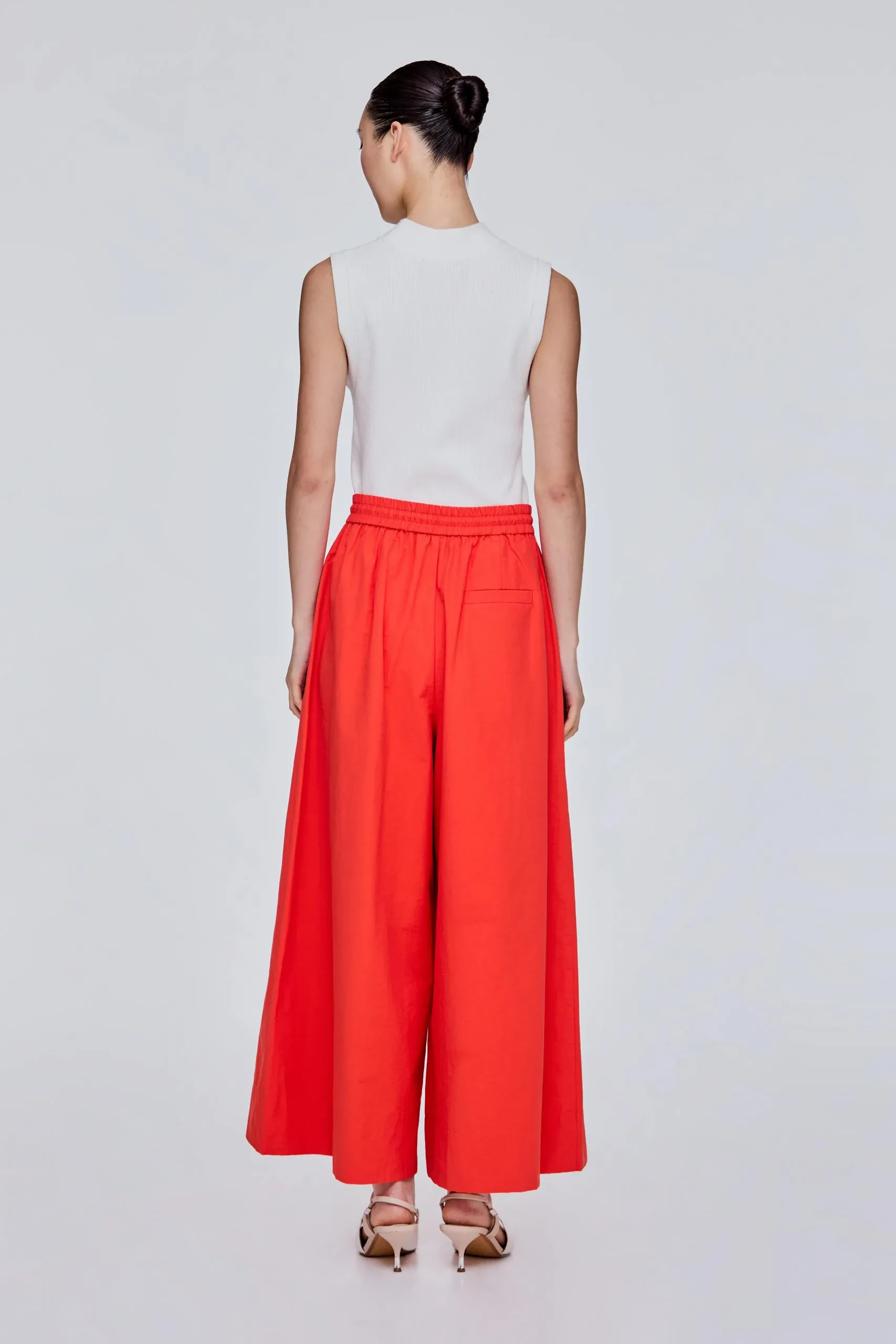 ELASTICATED WAIST FLARE PANTS