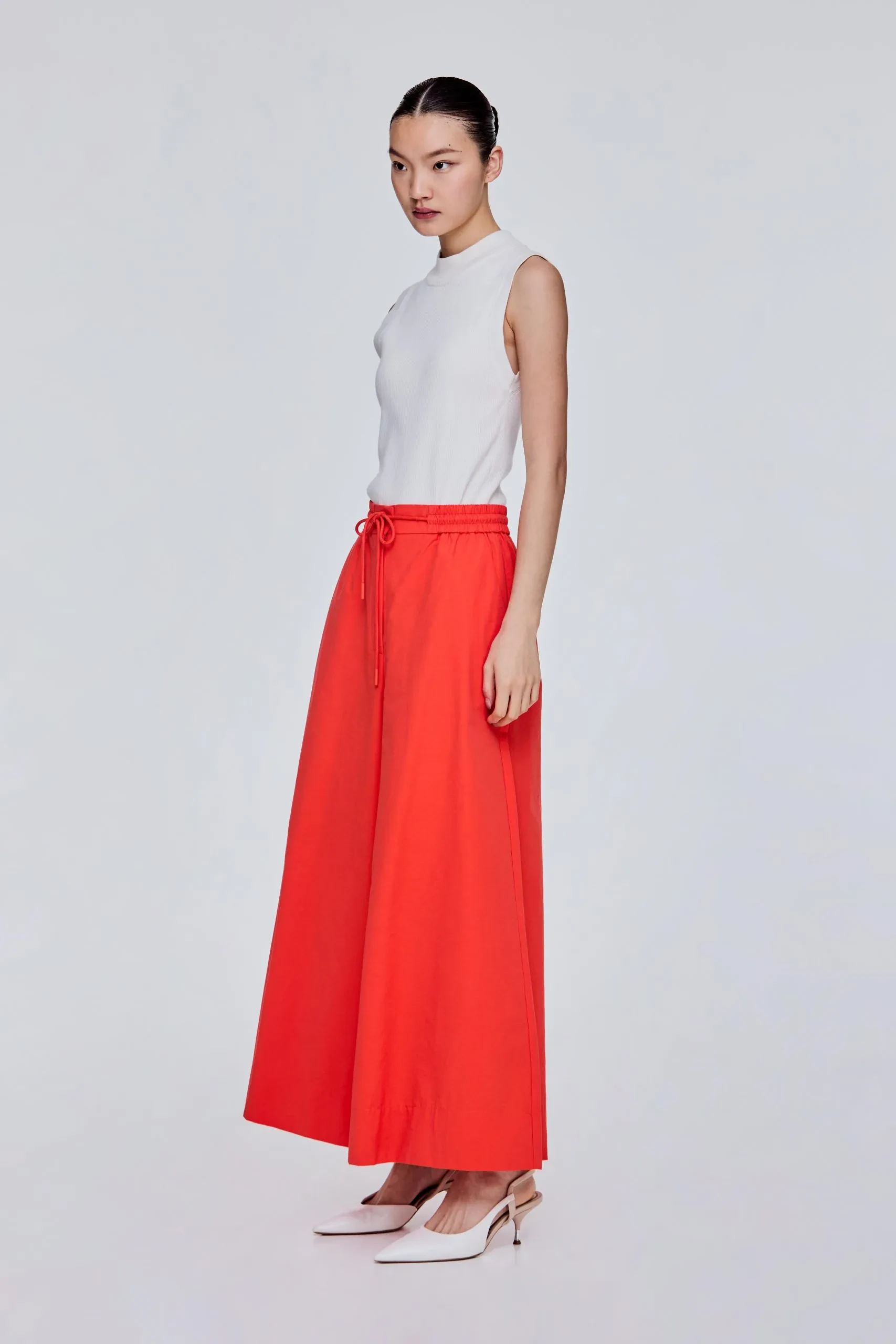 ELASTICATED WAIST FLARE PANTS