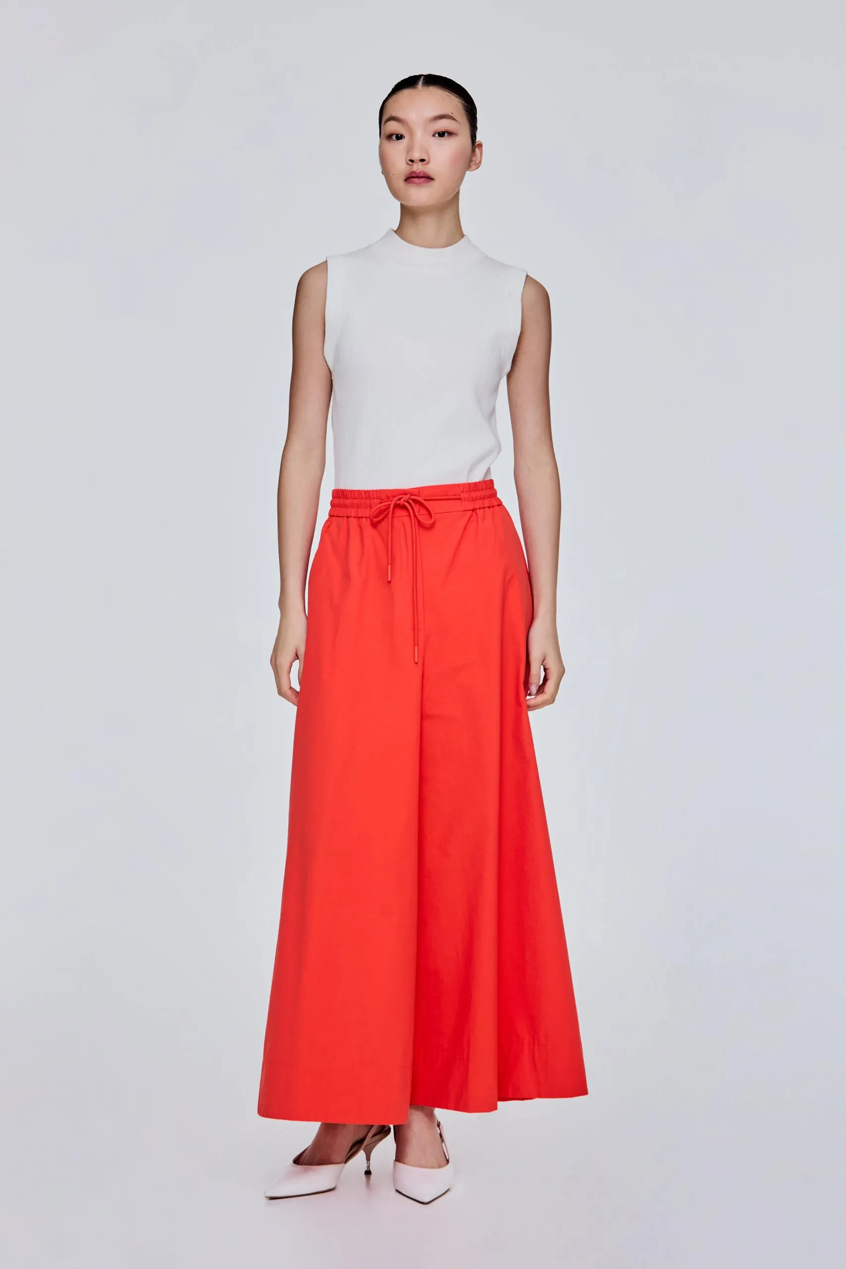 ELASTICATED WAIST FLARE PANTS
