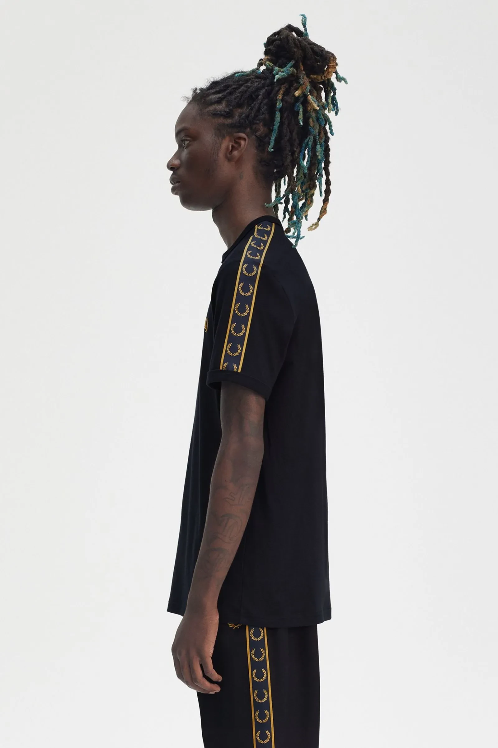 CONTRAST TAPE RINGER T-SHIRT - NAVY/HONEYCOMB