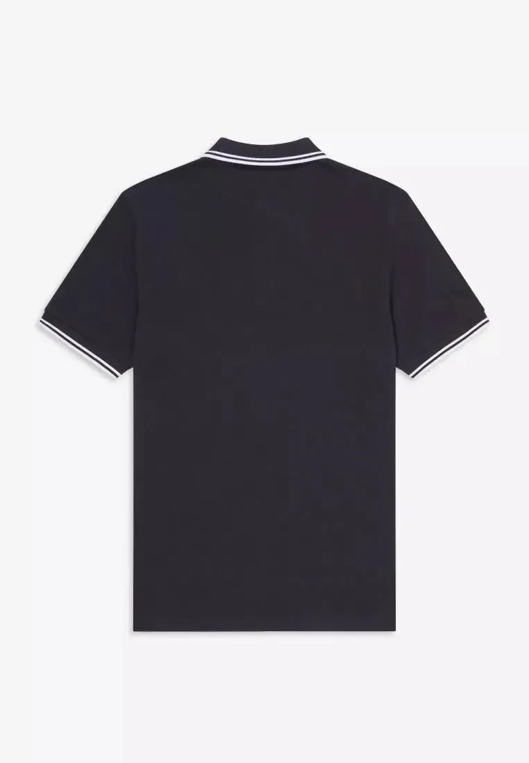 TWIN TIPPED FRED PERRY SHIRT - NAVY/SNOW WHITE/SNOW WHITE