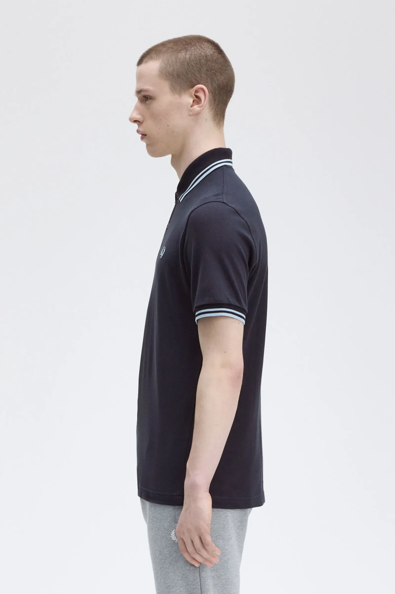 TWIN TIPPED FRED PERRY SHIRT - NAVY/ICE/ICE