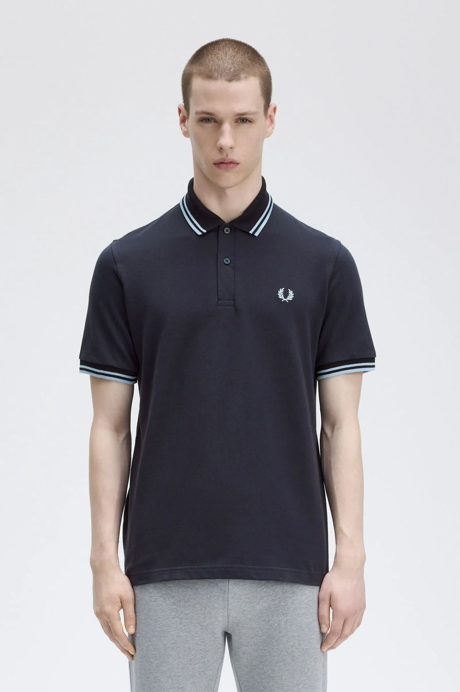 TWIN TIPPED FRED PERRY SHIRT - NAVY/ICE/ICE