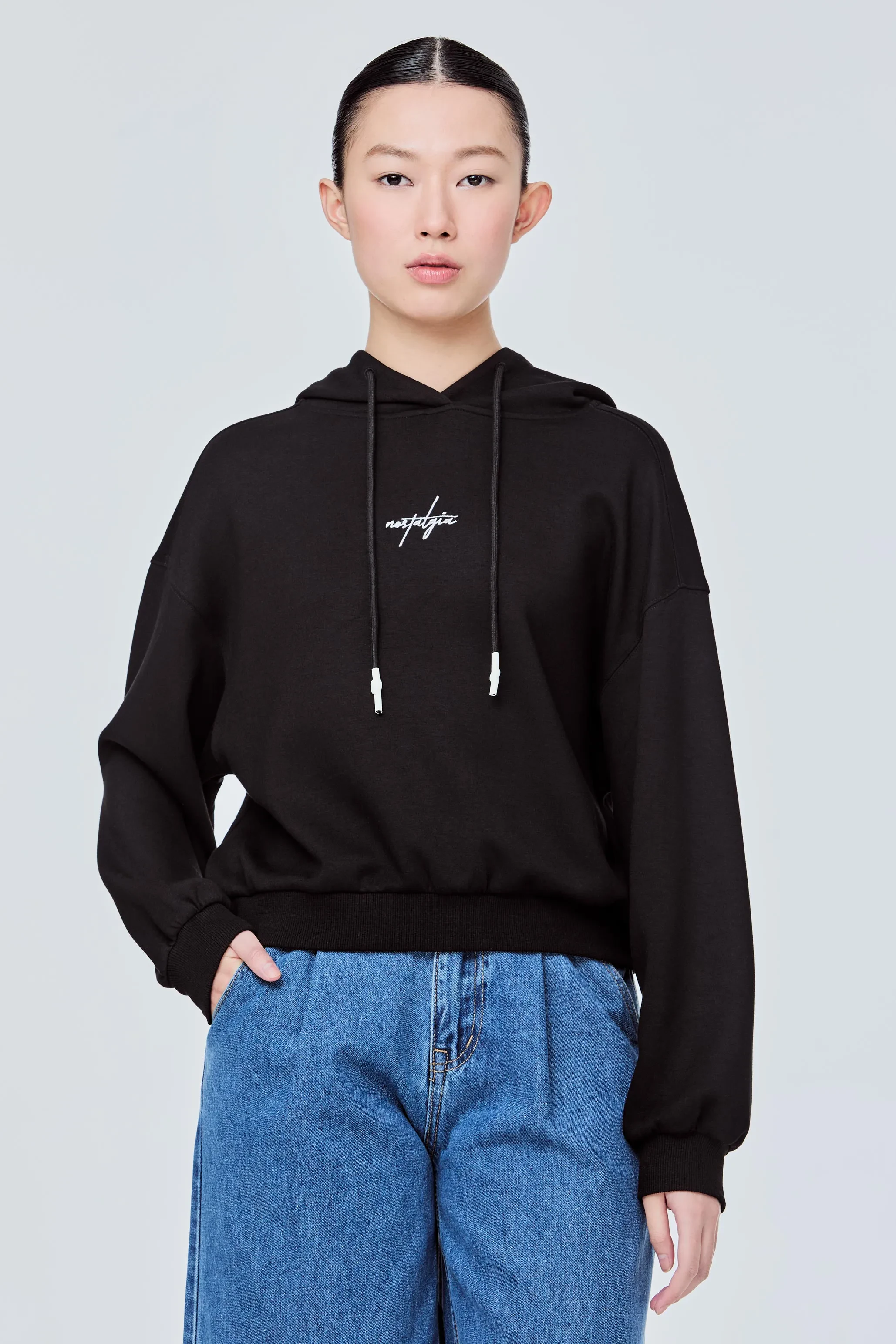 PRINTED LOGO HOODIE - BLACK