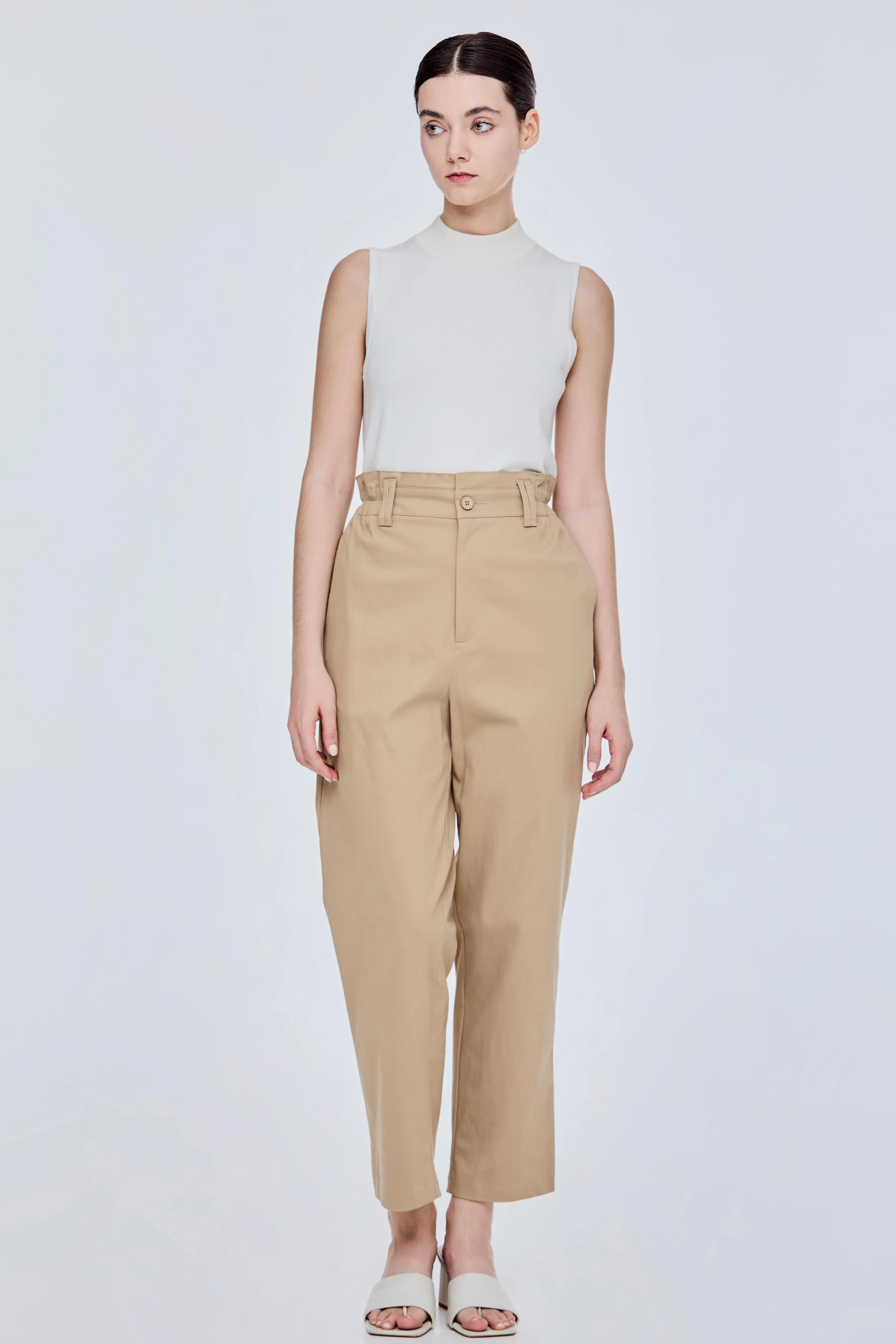 PAPERBAG WAIST PANTS - KHAKI