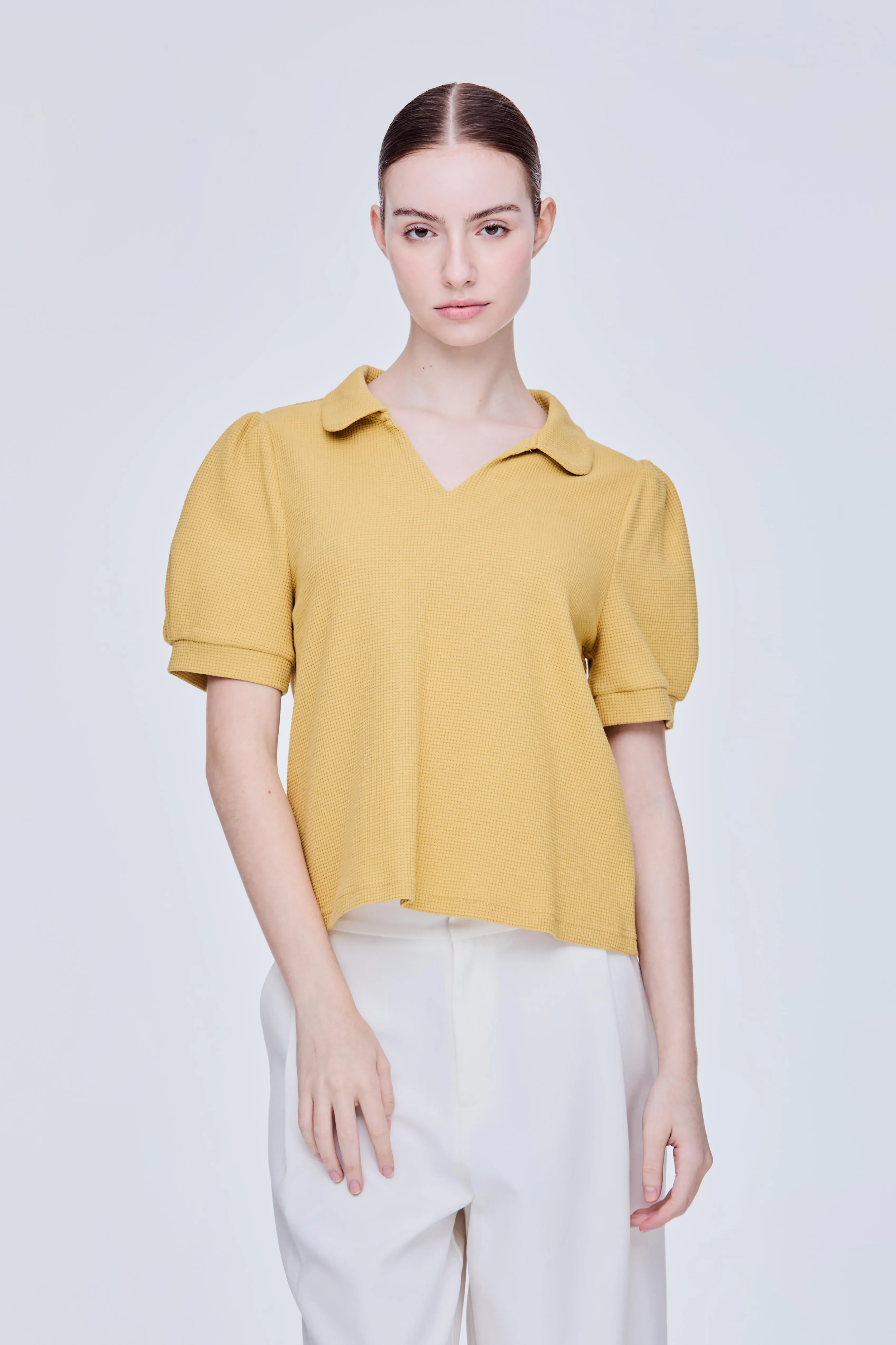 PETER PAN PUFF SLEEVE TOP - CORN