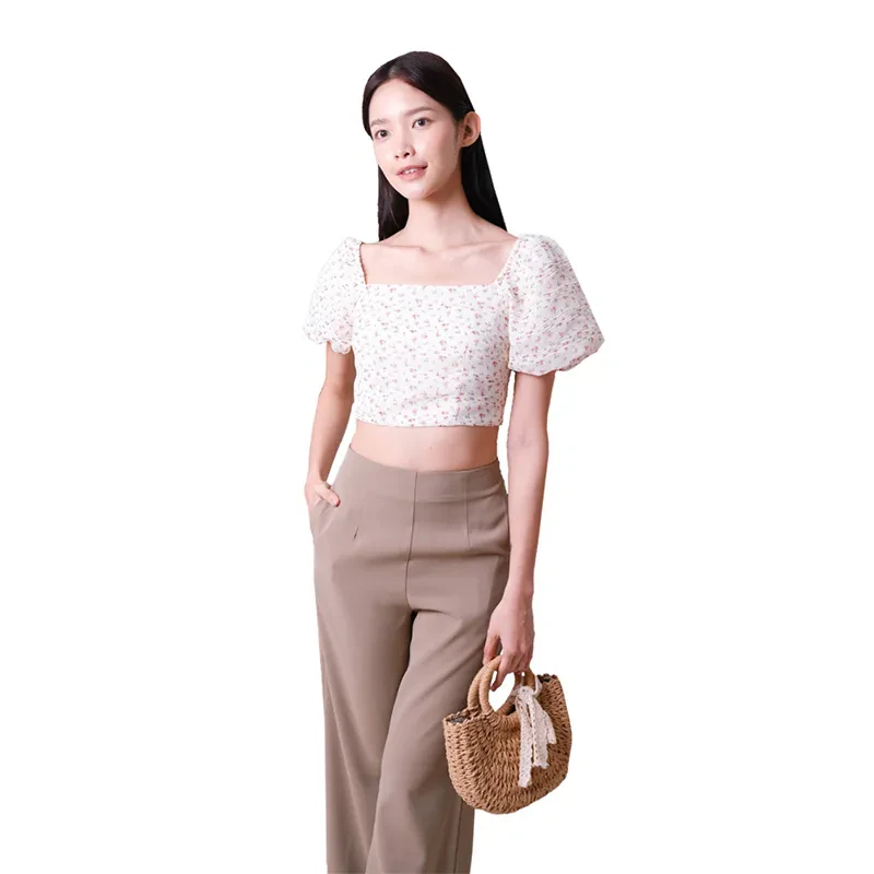 CLOVER FLORAL PUFF SLEEVE TOP