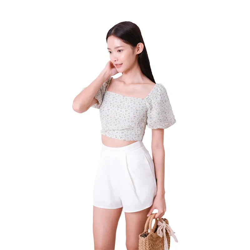 CLOVER FLORAL PUFF SLEEVE TOP
