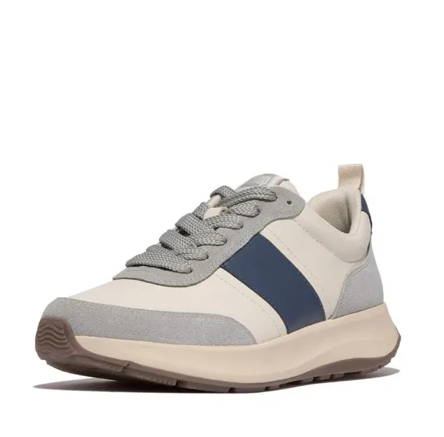 F-MODE FLOW MEN'S LEATHER/SUEDE SNEAKERS - PARIS BEIGE MIX