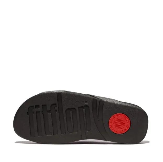 LULU GLITTERDUST CROSS   SLIDES - PEWTER