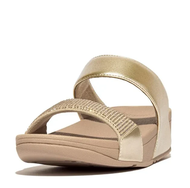 LULU CRYSTAL EMBELLISHED SLIDES - LATTE BEIGE