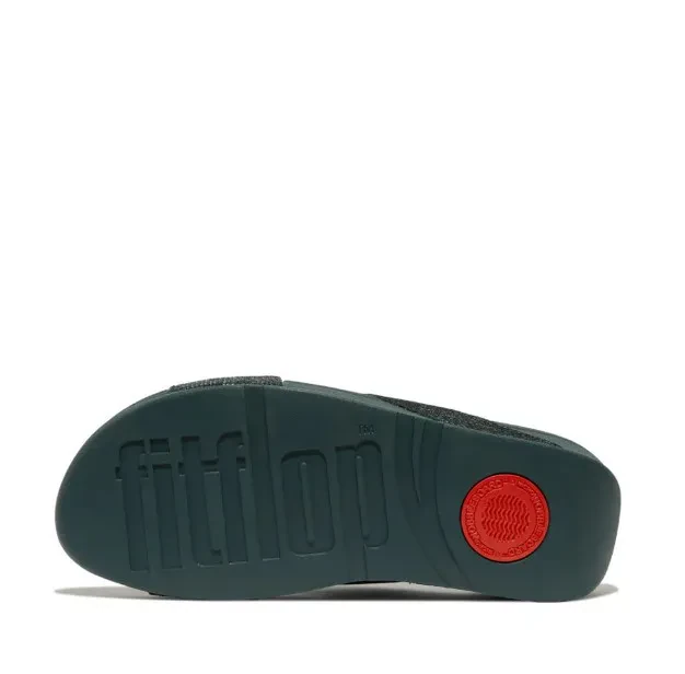 LULU GLITTERBALL CROSS SLIDES - METALLIC DEEP TEAL