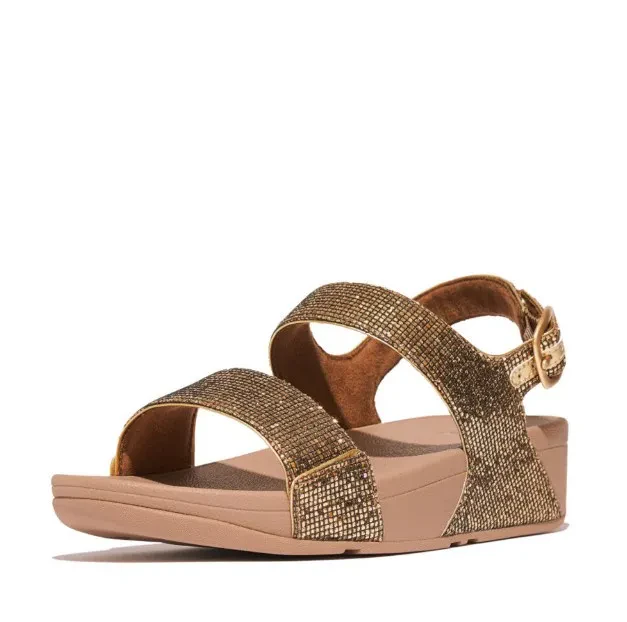 LULU GLITTERBALL BACK-STRAP SANDALS - OLD GOLD