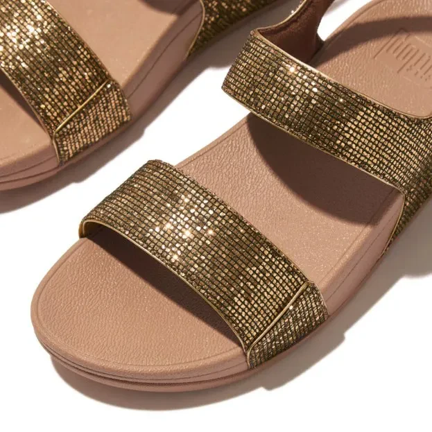 LULU GLITTERBALL BACK-STRAP SANDALS - OLD GOLD
