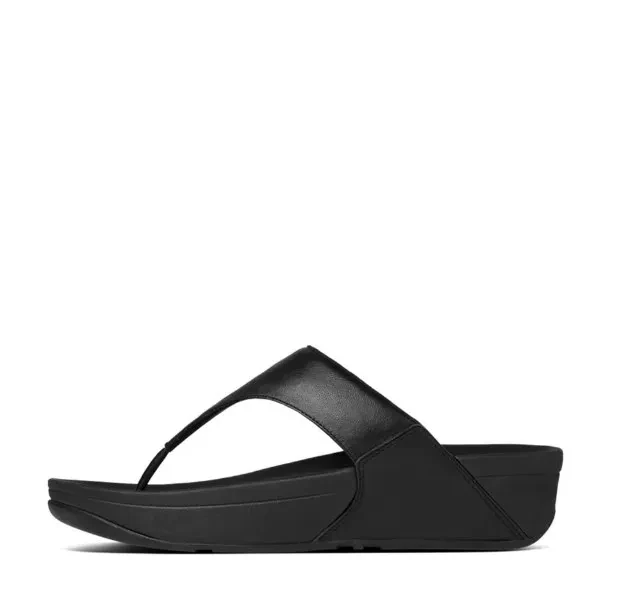 LULU LEATHER TOE-POST SANDALS - BLACK