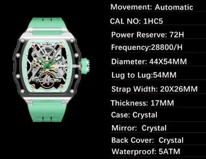 HAOFA ALL K9 CRYSTAL AUTOMATIC MECHANICAL WATCHES MODEL 2202