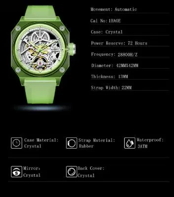 HAOFA 2208 COLOR CRYSTAL AUTOMATIC WATCH POWER 72 HOURS
