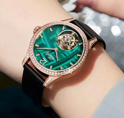 HAOFA WOMEN LADY TOURBILLON WATCHES LUXURY SAPPHIRE WRIST WATCH 1809