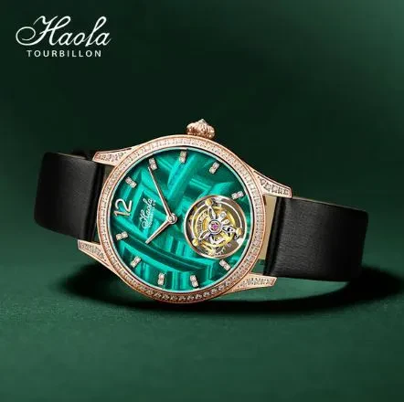 HAOFA WOMEN LADY TOURBILLON WATCHES LUXURY SAPPHIRE WRIST WATCH 1809
