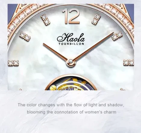HAOFA WOMEN LADY TOURBILLON WATCHES LUXURY SAPPHIRE WRIST WATCH 1809