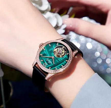 HAOFA WOMEN LADY TOURBILLON WATCHES LUXURY SAPPHIRE WRIST WATCH 1809