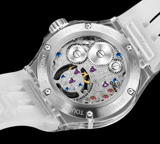 HAOFA CRYSTAL CASE SKELETON TOURBILLON GMT WATCH 2101
