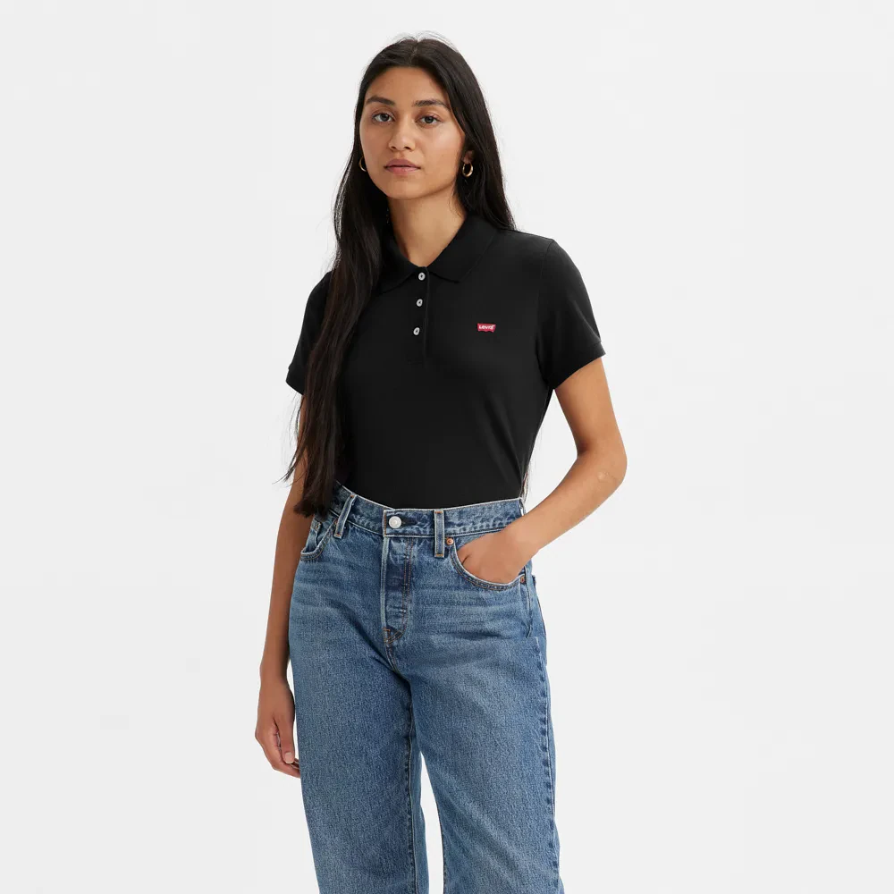 LEVI'S WOMEN'S SLIM POLO SHIRT - BLACKS